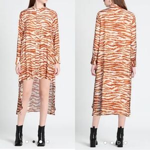 NWT Cult Gaia | Brown Animal Print Midi Shirt Dress